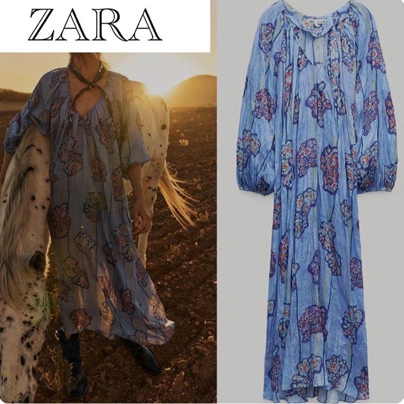NEW ZARA PRINTED RAMIE TUNIC DRESS XS - Picture 1 of 13